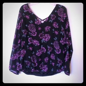 Torrid black and purple flower print top